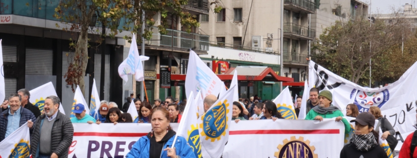 trabajadores de anef marchando por la Alameda, 1 de mayo